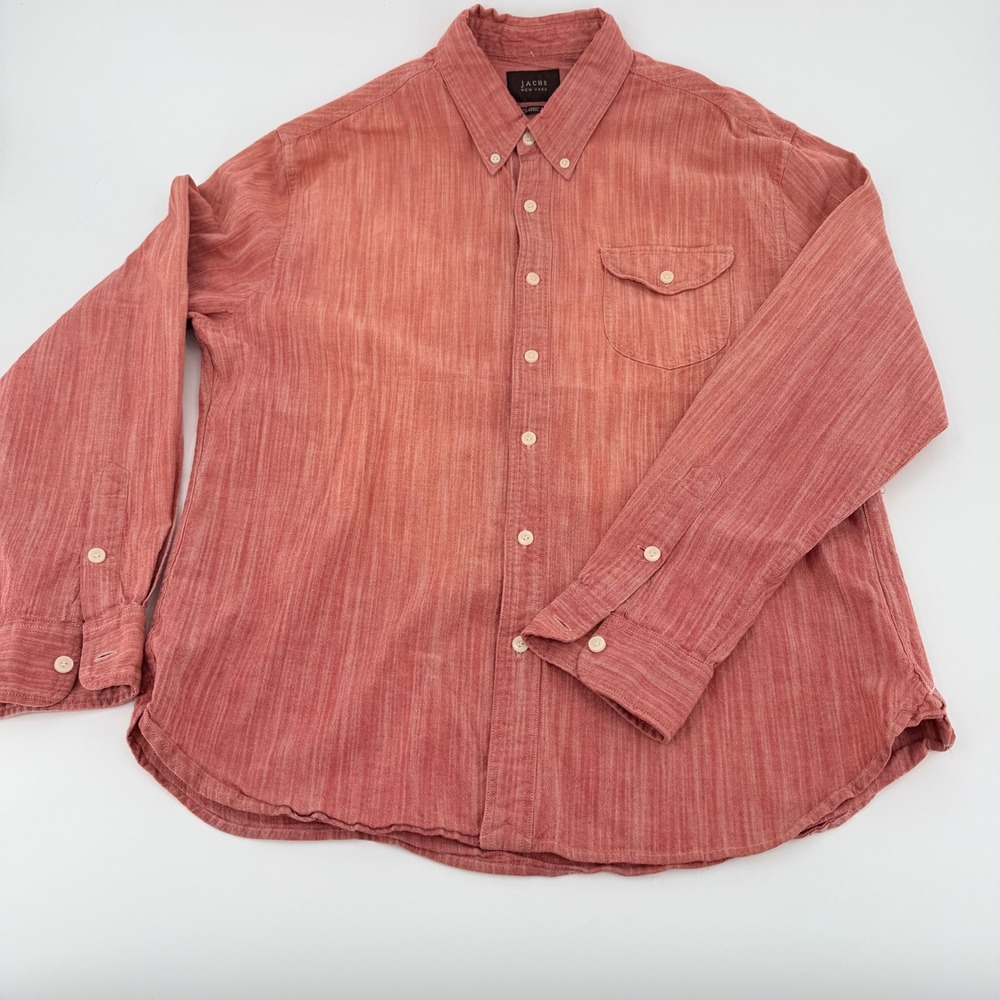 Jachs‎ New York Mens Classic Fit Red Heathered Long Sleeve Button Down Shirt